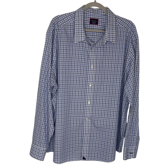 UNTUCKit Other - UNTUCKit Mens 3XL Blue White Plaid Wrinkle Free Cotton Button Down Shirt XXXL‎